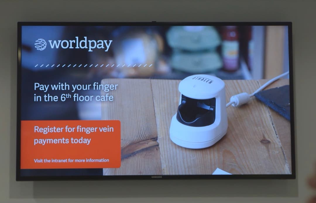Worldpay finger-vein payment screen