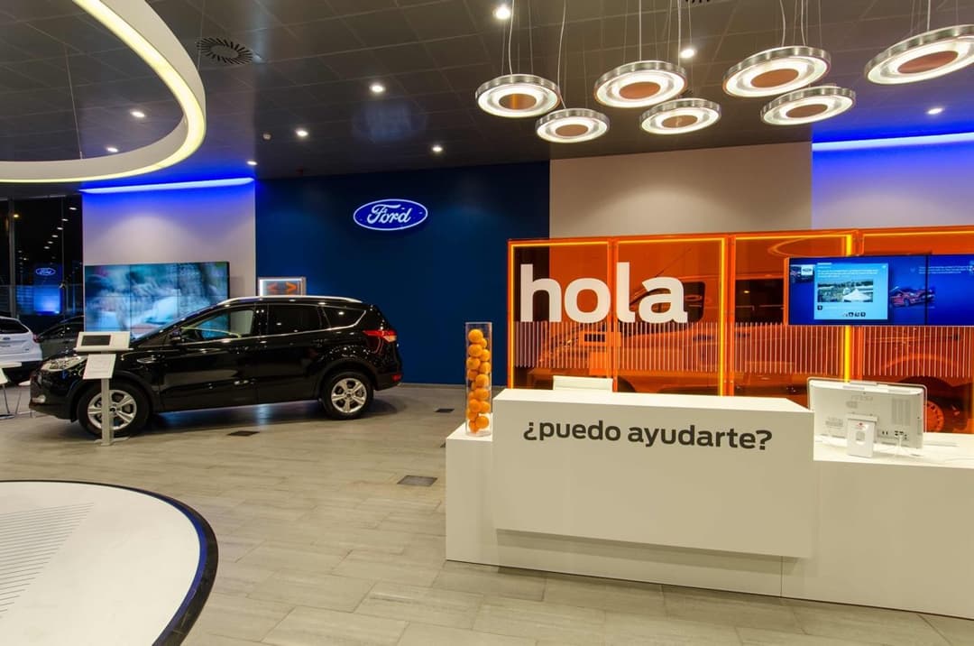 HelloWall social media wall in a Ford showroom